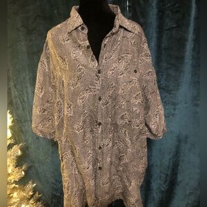 BOGARI 100% silk *vintage* Paisley and Houndstooth Patterned Shirt